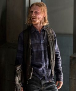 Austin Amelio The Walking Dead Black Leather Vest motorrad jacke sale