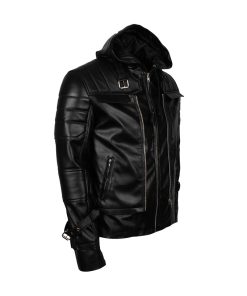 Batman Arkham Knight Hooded Leather Jacket Costume Halloween Sale