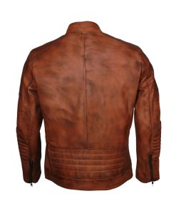 Biker Distressed Brown Leather Jacket Men Christmas Sale