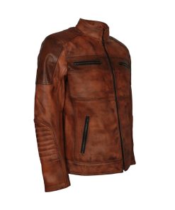 Biker Distressed Brown Leather Jacket Men Winter Sale