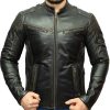Biker Distressed Mens Vintage Black Leather Jacket