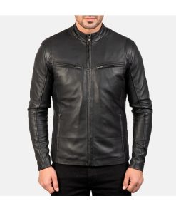 Black Vintage Mens Classic Biker Leather Jacket