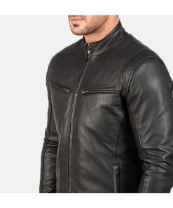 Black Vintage Mens Classic Biker Leather Jacket Shop now Sale