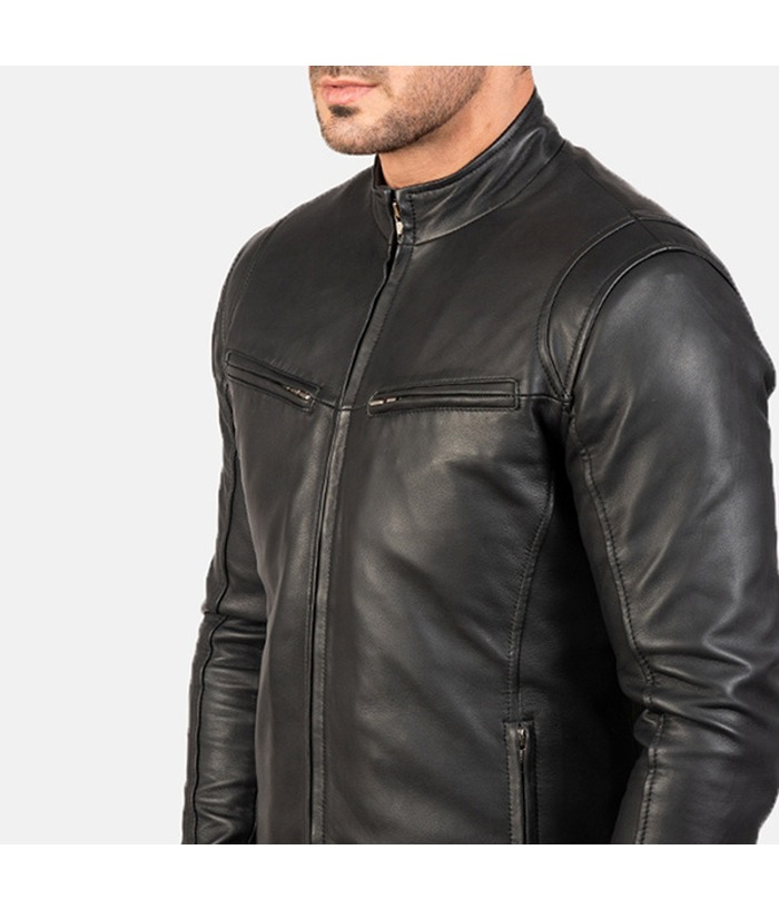 Black Vintage Mens Classic Biker Leather Jacket Shop now Sale