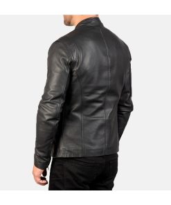 Black Vintage Mens Classic Biker Leather Jacket USA UK Free Shipping
