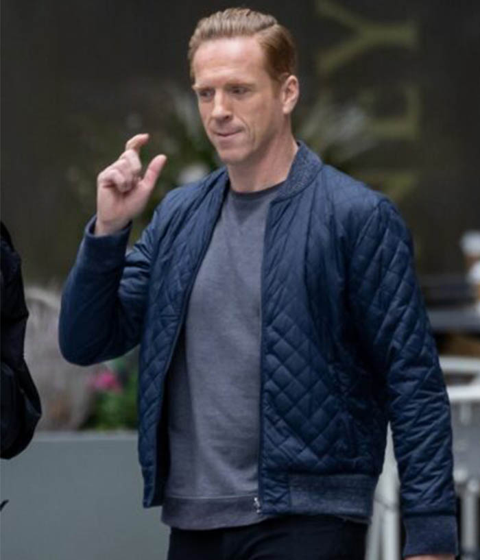Blue Billions Damian Lewis Quilted Bomber Jacket Shop now Halloween Sale