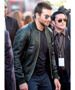 Bradley Cooper Green Bomber Leather Jacket Free Shipping UK USA Canada