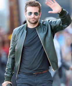 Bradley Cooper Green Bomber Leather Jacket Gifts for Him Celebrity Style
