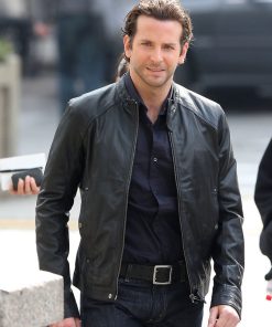 Bradley Cooper Limitless Biker Black Leather Jacket