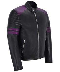 Cafe Racer Men's Vintage Black Motorcycle Leather Jacket Winter Sale