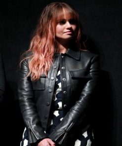 Debby Ryan Biker Black Trucker Leather Jacket