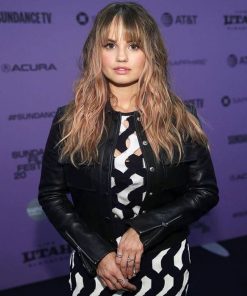 Debby Ryan Biker Black Trucker Leather Jacket Winter Sale
