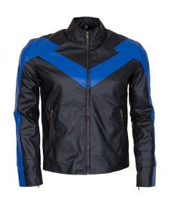 Dick Grayson Nightwing Leather Jacket Batman Cosplay Costume Free Shipping UK USA Australia