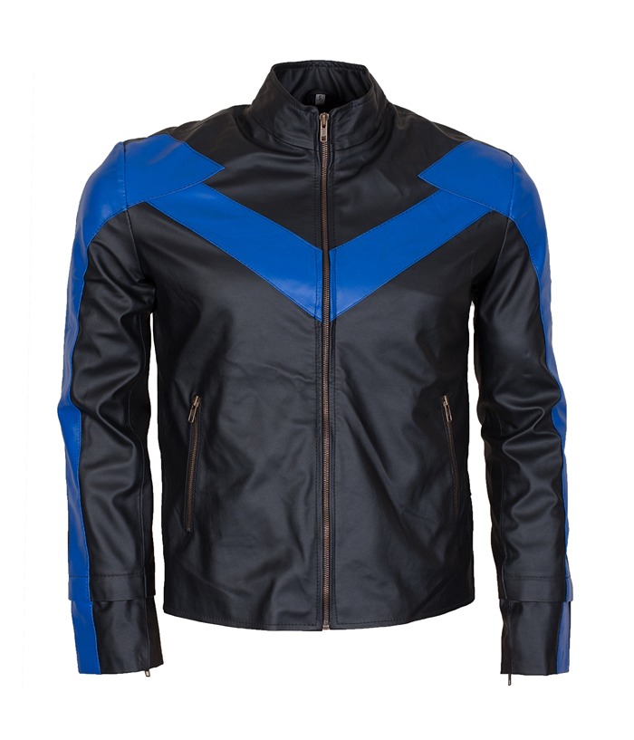 Dick Grayson Nightwing Leather Jacket Batman Cosplay Costume Free Shipping UK USA Australia