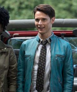 Dirk Gently's Holistic Detective Agency Blue Leather Jacket lederjacke herren