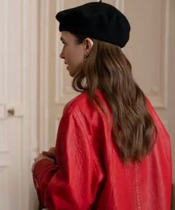 Emily In Paris S4 Lily Collins Red Leather Coat Shop now