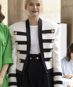 Emily in Paris Camille Razat White and Black Jacket