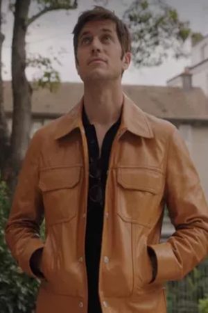 Emily in Paris Lucas Bravo Brown Leather Jacket Free Shipping UK USA