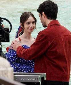 Eugenio Franceschini Emily In Paris Red Suede Jacket Gifts for Him