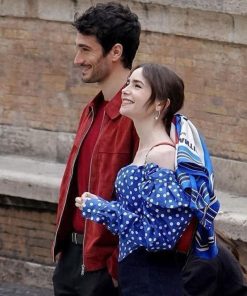 Eugenio Franceschini Emily In Paris Red Suede Jacket lederjacke herren