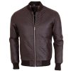 Men's Biker Brown Quilted Leather Bomber Jacket