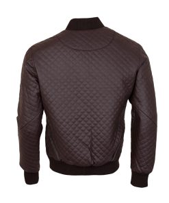 Men's Biker Brown Quilted Leather Bomber Jacket Shop now