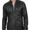 Men's Classic Fashion Black Biker Leather Jacket