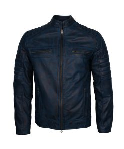 Mens Distressed Vintage Café Racer Leather Jacket