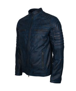 Mens Distressed Vintage Café Racer Leather Jacket Free Shipping UK USA Canada