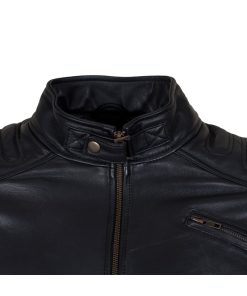 Men's Padded Fashion Biker Black Leather Jacket Buy now