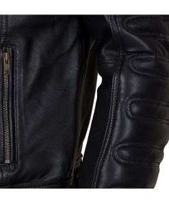 Men's Padded Fashion Biker Black Leather Jacket Gifts for him