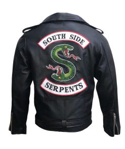 Mens Riverdale Southside Serpents Leather Biker Jacket lederjacke herren