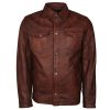 Men's Vintage Brown Trucker Leather Jacket