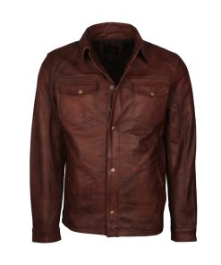 Men's Vintage Brown Trucker Leather Jacket Christmas Sale