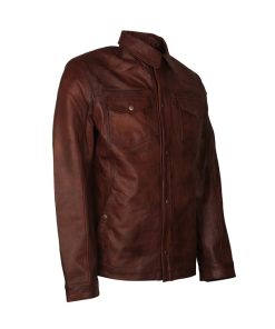 Men's Vintage Brown Trucker Leather Jacket Gifts For Him