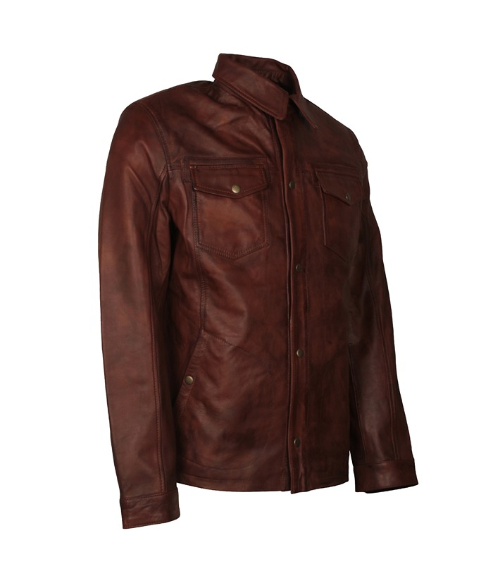 Men's Vintage Brown Trucker Leather Jacket Gifts For Him