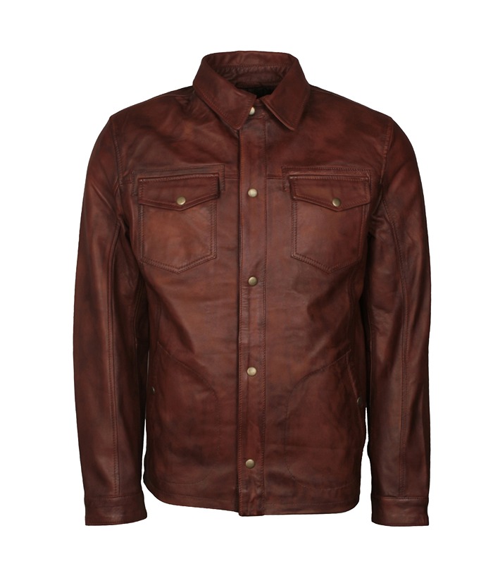 Men's Vintage Brown Trucker Leather Jacket