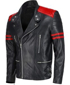 Motorcycle Brando Mens Leather Black Jacket veste en cuir