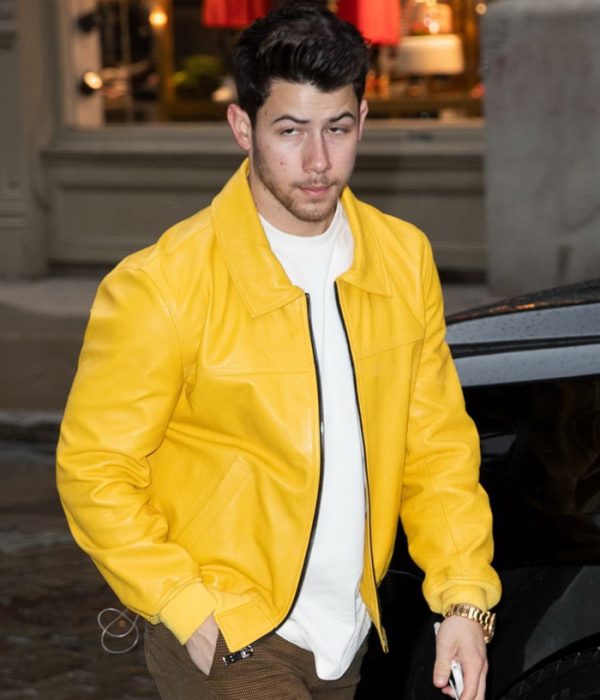 Nick Jonas Yellow Biker Leather Jacket Shop Christmas Sale