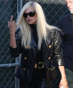 Penelope Cruz Fashion Black Leather Coat