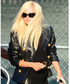 Penelope Cruz Fashion Black Leather Coat Womens Sale Celebrity