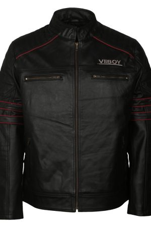 The VII Viper Boy Black Biker Leather Jacket Winter Sale