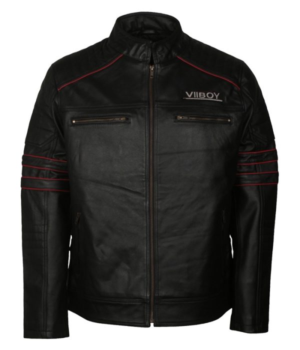 The VII Viper Boy Black Biker Leather Jacket Winter Sale