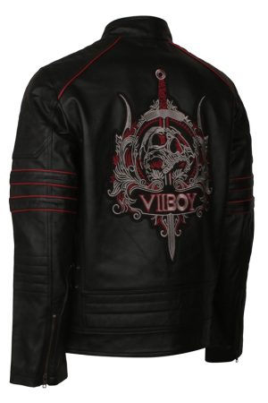 The VII Viper Boy Black Biker Leather Jacket motorrad jacke