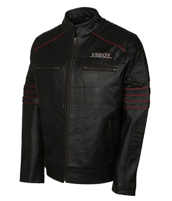 The VII Viper Boy Black Biker Leather Jacket veste en cuir