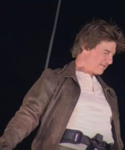 Tom Cruise Paris Olympics Brown Leather Jacket Halloween Sale