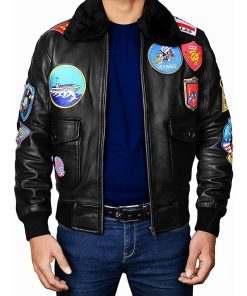 Tom Cruise Top Gun Flight Bomber Leather Aviator Jacket