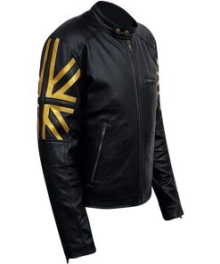 Union Jack Vintage UK Flag Biker Leather Jacket motorrad jacke