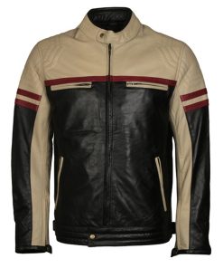 Vintage Cafe Racer Leather Biker Jacket Mens