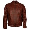 Vintage Men's Distressed Biker Quilted Leather Jacket